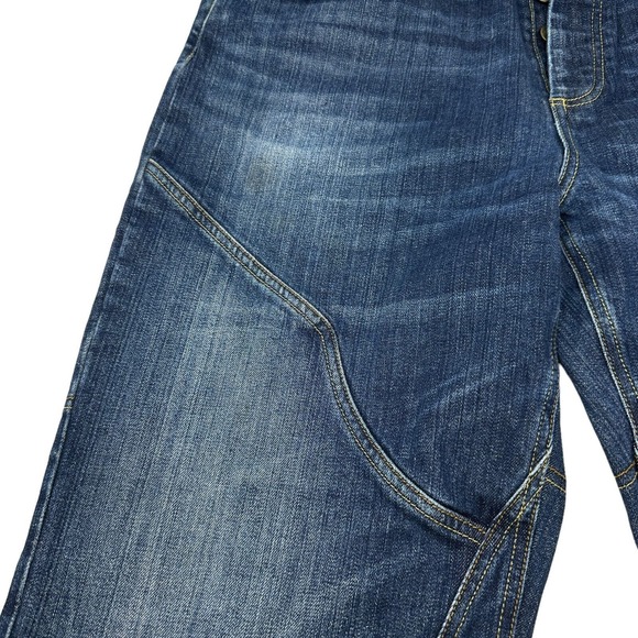 TRIUMPH MOTORCYCLE Jeans Blue Gusseted Double Knee Denim Flap Pockets 36X34 - Picture 11 of 16